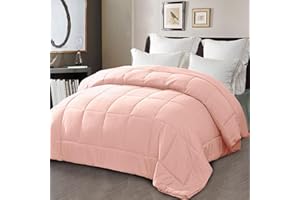 Exclusivo Mezcla 7.5 Tog King Size Down Alternative Duvet Quilted Duvet for All Seasons - Breathable, Lightweight and Machine Washable (240x220 CM, Blush Pink)
