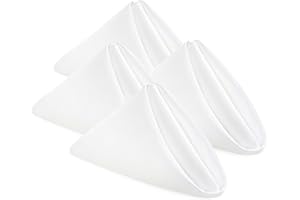 KICHLY Tovaglioli di stoffa - confezione da 24, Tovaglioli di Stoffa riutilizzabili morbidi e confortevoli - ideali per eventi e uso regolare a casa, poliestere (Bianco, 43 x 43 cm)