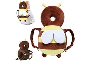 COZCZYEQCO Protector Cabeza Bebe,protector De Cabeza De Bebé,cojín De Mochila Abeja,para Bebés,para Abejas Pequeñas Marrón Marrón,ideal Para Niños Que Aprenden A Gatear Y Caminar, En Forma De Abeja-marrón