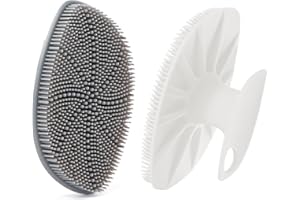 YEADMAL 2-Teilig Silikon Gesichtsreinigungsbürste, Silicone Face Scrubber, Steril Gesichtspeeling Bürste für Männer Frauen Gesichtsreinigung und Gesicht Mitmassiert (weiß+grau)