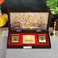 PIEPOT Laxmi Ganesh Saraswati Charan Paduka | Laxmi Ganesh Saraswati Murti | Gold Plated | Charan Paduka Box for Pooja, Weeding Gifts & House Warming | Diwali Gifts