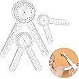 Prasacco Goniometer Set, 3 Pcs of 6/8/12 Inch Physical Therapy Protractor Tool Protractor Angle Ruler Measuring Tool Plastic 360 Degree Goniometer for Body Measuring Tape Goniometer Protractor Ruler