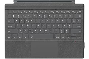 MoKo Clavier Français Compatible avec Microsoft Surface Pro 7 Plus/Pro 7/Pro 6/Pro 5/Pro 4/Pro 3, Clavier AZERTY Bluetooth avec Pivot Rotatif Fin, Batterie au Lithium Intégrée, Gris Granuleux