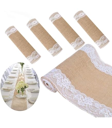 Auped Chemin De Table En Toile Jute Avec Dentelle Pour