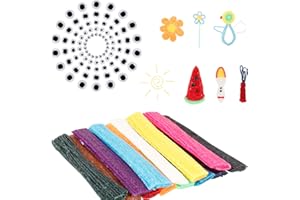 AUXSOUL 500 Pieces Wax Craft Sticks Non-Toxic Bendable Wax Sticks 100 Pairs Googly Eyes Kids Crafts Set DIY Crafting Kit for Kids DIY Art Supplies Toys
