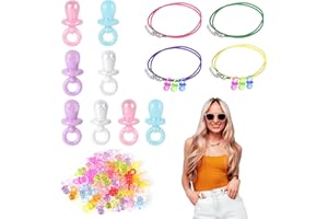 CHCAES 90er Jahre Accessoires Schnullerkette 90er Jahre Outfit Damen Preis Leistung Wachseil Dekoschnuller Mitgebsel Geschenk für 80 90er Mottoparty