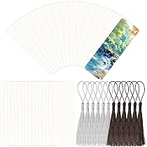 TenaLucy 50 Pezzi Segnalibri Bianchi,Segnalibro Personalizzato 15X5 Cm Carta Acquerello Vuoto Segnalibro Segnalibri Con Foro Carta Per Acquerello Da 300g,con 50 Nappine,per Cartoline Fai Da Te