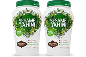 Achva Sesame Tahini Paste - Pack of 2 x 500G Roasted & Pure Stone Ground Ethiopian Sesame Seeds - Rich Creamy Taste for Hummus & Tahini Sauce - Kosher, Vegan, Gluten Free, Peanut Free & Non-GMO
