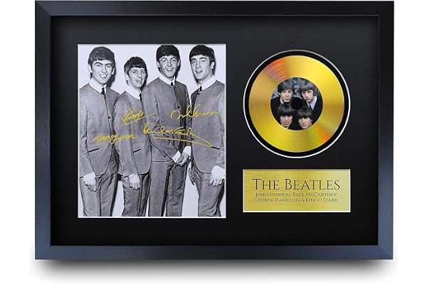 HWC Trading FR A3 The Beatles John Lennon Paul McCartney George Harrison Ringo Starr Cadeaux Imprimé Signé Autographe Photo pour les fans de musique - A3 Encadré