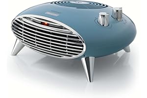 Ariete 8211 Grzejnik stołowy, grzejnik elektryczny, 2000 W, termostat, cichy, chromowany grill i nóżki, jasnoniebieski