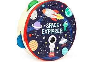 Legami - Tamburello, per Bambini, con 4 Sonagli, migliora la Coordinazione, Capacità motorie, Senso del Ritmo, Ø 14,5 cm, Tema Space, Taglia unica