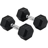 HOMCOM 2x4/5/6/8/10/12.11/33.1/17.5kg Hex Dumbbell Set | Cast Iron, Rubber Coated, Dumbbell Set with Connecting Bars, Home Wo