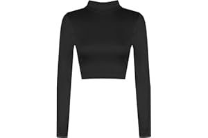 WearAll Womens Turtle Neck Crop Ladies Long Sleeve Plain Polo Short Stretch Top Sizes 8-14