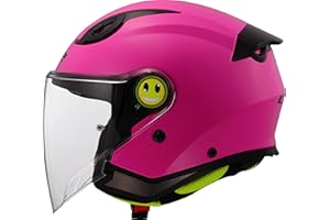 LS2, Casque Moto Jet Enfant Funny II Solid Gloss Pink, S