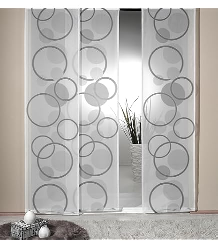 Vision S Set van 5 schuifgordijnen TOUPILLON, halftransparant, hoogte 260 cm, taupe