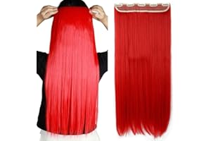 SEGO 26" Hair Extensions One Piece Clip in Straight Full Head Silky Hair Pieces - Red(Length:66cm,Weight:120g)