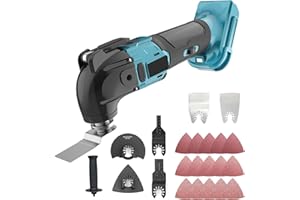 ANUPTTA Strumento multifunzione a batteria, ricambio per Makita da 22 pezzi, velocità variabile e angolo di oscillazione a 4° con motore a spazzola a batteria da 18 V, oscillante per il taglio, rimozione