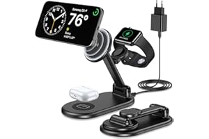 Cargador Inalámbrico Magnético 3 en 1 Para iPhone 15 14 13 12 Pro Max/Pro/Mini/Plus, Estación Plegable de Carga rápida Para A
