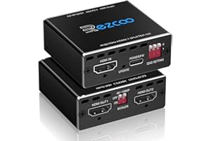 ROFAVEZCO 4K 120Hz HDMI 2.1 Splitter 8K 60Hz 1 entrada 2 salidas VRR ALLM HDCP2.3 HDR10 8KUHD Dolby Vision Atmos Scaler 4K EDID 1080P Dual Monitors Divisor HDMI 2.1 1X2 para PS5 SkyQ Xbox NVIDIA AMD