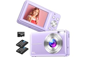 NSOELA Macchina Fotografica Digitale con Scheda da 32GB, 1080P Macchina Fotografica Compatta 44MP Fotocamera Digitale con Zoom Digitale 16X e 2 Batterie per adolescenti, principianti, ragazzi（Viola）