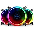 Anidees AI Aureola V2 120mm 3pcs RGB PWM Fan Compatible with ASUS addressable Aura SYNC/MSI Mystic/GIGABYTE Fusion MB with 5V 3pins RGB Header, for case Fan, Cooler Fan, with Remote(AI-AUREOLA-V2)