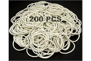 SZWLJ 200Pcs Sturdy & White Elastic Bands - High-Temperature Resistant Rubber Bands, Perfect for Office Supplies, Industrial Use, School Home，Crafts & More - 38mm Size