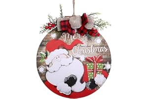 TsunNee Drewniana wisząca tabliczka z napisem "Merry Christmas", Boże Narodzenie, rustykalna, wisząca tablica ścienna, drewniana okrągła tabliczka na podwórko na przyjęcie bożonarodzeniowe, prezent,