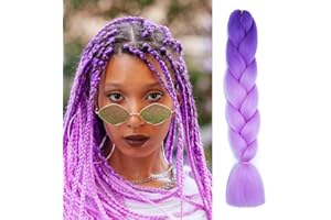 MORI KAMEI Woven hair extensions, 2-color braided hair extensions, fashion synthetic fiber braided hair from deep purple to light purple, big braid hair extension synthetic wig DIY wig role-playing