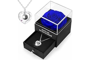 HEGUD Regali per le donne Eternal Real Rose with I Love You Collana Rosa conservata Confezione regalo per San Valentino per la sua fidanzata Moglie Regalo per compleanno Anniversario Festa della mamma