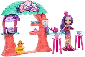 Enchantimals HCF86 - Royal Unterwasser-Café (ca. 22 cm), +15 Teile, mit Meerjungfrauenpuppe Martina Mermaid, 2 Tierfreunden sowie Zubehörteilen, tolles Geschenk für Kinder ab 3 Jahren