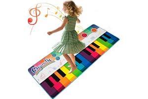 COSTWAY Musikmatta för barn, pianomatta med 8 musikinstrument, tangentbordsmatta med inspelnings- och uppspelningsfunktion, leksakspresent för små barn pojkar flickor från 1 år (181 x 73 cm)