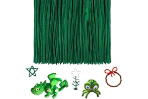 LLMtn 200 Stück 6mm X 30CM Pfeifenreiniger, DIY Basteln Cartoon-Chenilledraht für Drahtskulpturen (200Grün)