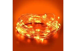 Dalugo Catena luminosa arancione a batteria, 3 m, 30 LED, arancione, per interni, con batteria per Halloween, Natale, decorazione della casa