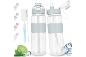 ADVIGO Butelka na wodę 1 l, ze słomką, szczelna butelka na wodę, 1 l, z uchwytem, butelka sportowa, 1 l, bez BPA, butelka na wodę do szkoły, pracy, na fitness, w podróży