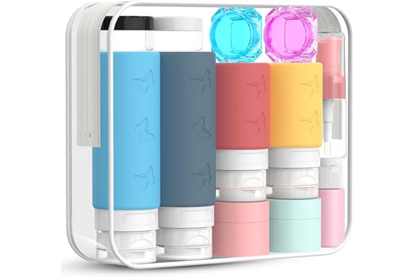 PLUSYES 26 Pièces Flacon Voyage en Silicone, Kit Voyage Avion Contenant Voyage 100 ml/60 ml, TSA Approved Bouteille de Voyage Rechargeable et Leakproof pour Shampoo, Creme, Liquidi e Lotion