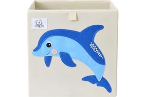 CLCROBD Foldable Animal Cube Storage Bins Fabric Toy Box/Chest/Organizer for Toddler/Kids Nursery, Playroom, 13 inch (Dolphine)