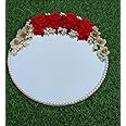 4 YOU Stock Holderz Round Nikah Mirror with Crafted for Bride and Groom, Qubool Hai Pen, Decorative Wedding Gift (Red-White Rose)