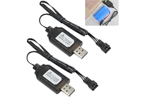 GBULTR 2pcs 7.4V USB Charger Battery Charging Cable 1000mA Fast Charging for RC Car Plane Tank Boat Toys Lipo Battery Charger With 3 Pin SM3P and Battery Protection
