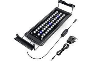 Honpal Aquarium Fish Light, Fish Tank Light 30-50cm with Dimmer & Timer, Suitable for Fresh Water/Marine Aquariums Planted Tanks 5-110 Gallon, 7W Blue & White LED Light