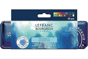 Lefranc Bourgeois Aquarelle Fine Boite Metal De 24 Demi Godets, Ensemble de 25 pièces