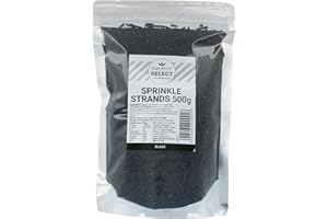 Culpitt Select Sprinkles | Black Sugar Strands, Cake Sprinkle Decorations For Cakes, Cupcakes, Cookies, Ice Cream, and Desserts | 500g