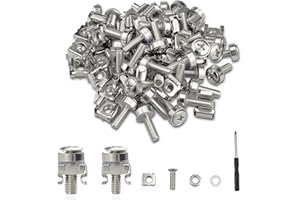 CISHOW 40Pcs M5 M6 Cage Nuts，Cabinet screws Rack Mount Server Shelves Bolts & Washers Nut Tool Bolts Washers Set for Network Cabinets（with Screwdriver）