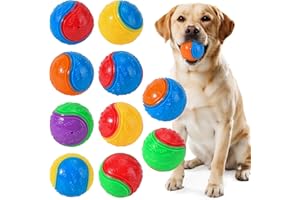 BOXZO 8Pcs Squeaky Dog Balls, Indestructible Dog Ball, Balls for Dogs Training, Teeth Cleaning Puppy Chew Toys