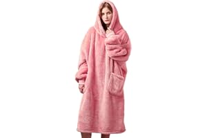 UMIPUBO Coperta con Cappuccio Coperta Indossabile Oversize TV Blanket Pullover Hoodie con Tasca Morbida Felpa con Coperta Sherpa Fleece per Adulti, Uomo, Donne, Adolescenti(Rosa,Taglia Unica)