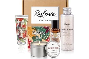BFF LOVE Spa Gåvor för Frauen, 5st Kirschblüten Box für Mütter, Spa Kit -Set med massageolja, Duftljus, Badsalt, Handkräm & Tvål, Presentkorg Morsdagsgåva