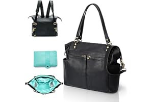 MISS FONG Sac à langer multifonction en cuir avec bandoulière et matelas à langer pour maman et papa, grande capacité, imperméable