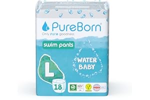 ‎PUREBORN PureBorn 18 Schwimmwindeln, Baby Swim Pants Größe 5 (9-14 kg), Für Strand und Pool, Ultraweich, Elastisch, Auslaufsicher, Dermatologisch getestet, Sommerdrucke