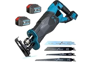 ANUPTTA Sega Alternativa a Batteria，Compatibile con Makita 18V Batteria, Sega a Gattuccio Elettrica Senza Spazzole con 4 Lame per Tagliare Metallo, Tubi in PVC, Potatura Di Slberi (2 x 5500mah Batterie)