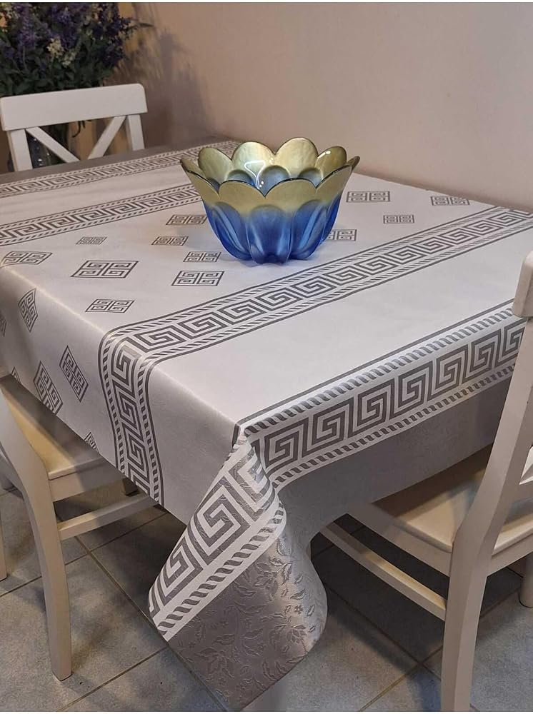Başak Ev Tekstili(3884) Elyaflı Pvc Muşamba - Desenli Silinebilir Masa Örtüsü Gri-130 x 150
