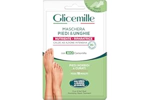 GLICEMILLE | Maschera Piedi&Unghie, Nutriente e Riparatrice, Dermatologicamente Testato, con BIO Camomilla, Calze ad azione intensiva, 1pz